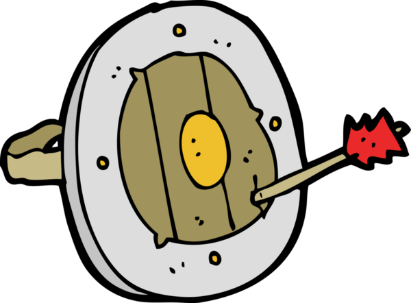 Bir insan tarafından çizilmiş oklu çizgi film kalkanı.