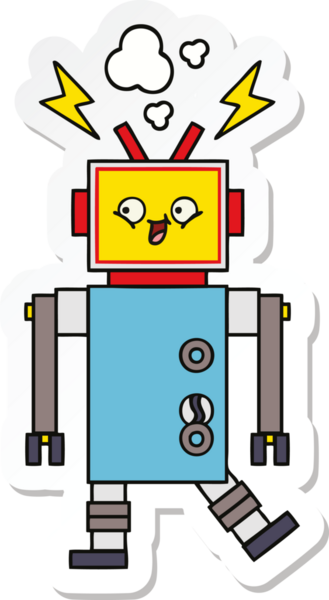 Bir insan tarafından çizilmiş şirin çizgi film robotunun çıkartması.