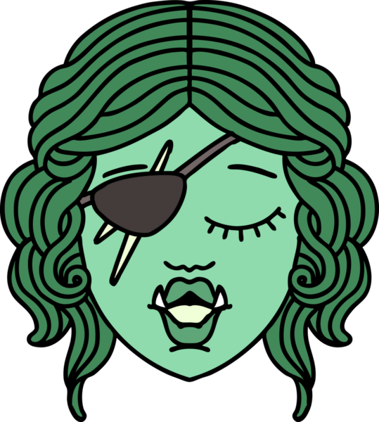 Retro Dövme Biçimli Ork karakteri bir insan tarafından çizilmiş