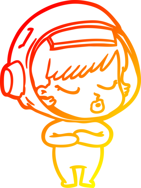 Bir insan tarafından çizilmiş güzel astronot bir kızın sıcak çizgi çizimi