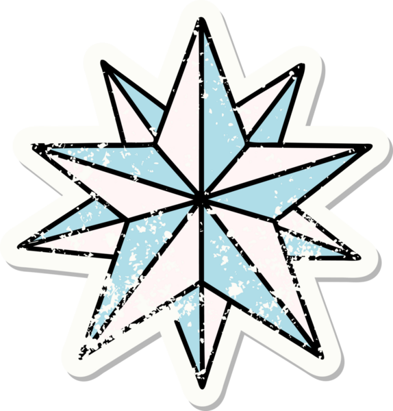 Bir insan tarafından çizilmiş geleneksel bir yıldız stili dövmesi.