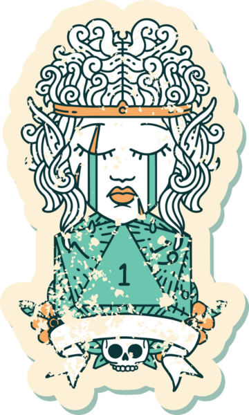 Retro Dövme Tarzı Üzgün Elf Barbar Karakteri Doğal bir insan tarafından çizilmiş