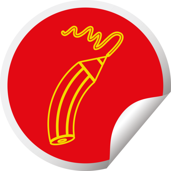 Bir insan tarafından çizilmiş dairesel kabuk soyma etiketi.