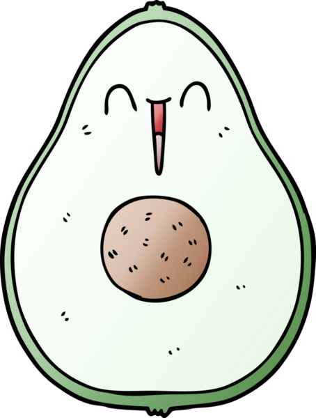 Bir insan tarafından çizilmiş mutlu bir avokado.