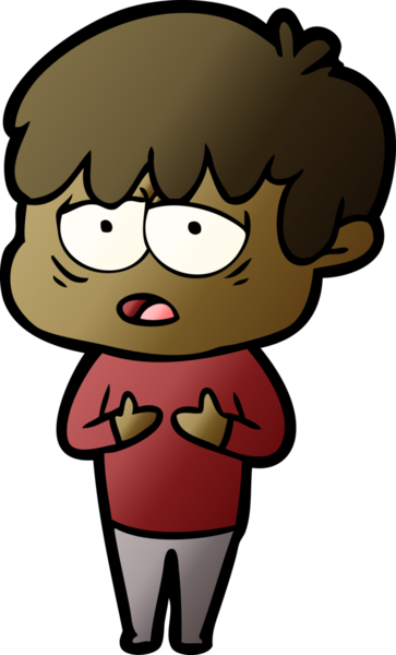 Bir insan tarafından çizilmiş bitkin çocuk çizgi filmi.