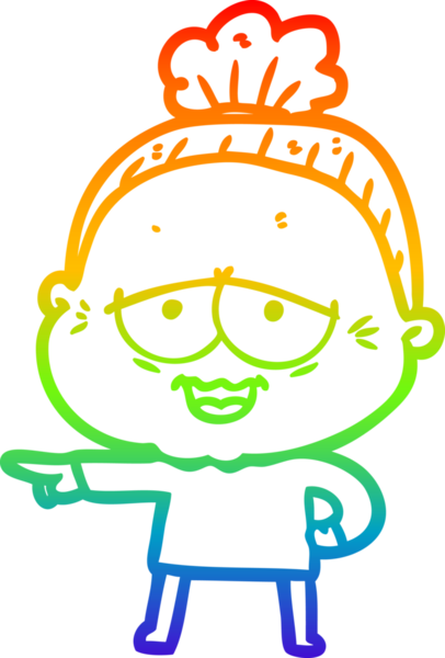 Gökkuşağı gradyan çizgi çizimi Bir insan tarafından çizilmiş mutlu yaşlı kadın