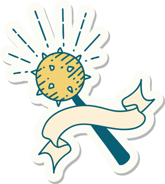 Bir insan tarafından çizilmiş bir dövme stili ortaçağ topuzu.