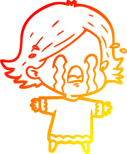 Bir insan tarafından çizilmiş, ağlayan bir çizgi kadın çizimi.