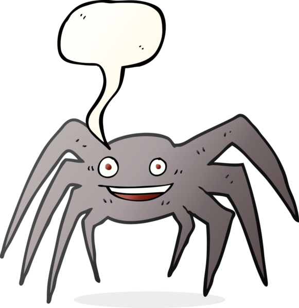 Bir insan tarafından çizilmiş serbest konuşma balonu çizgi filmi mutlu örümcek.