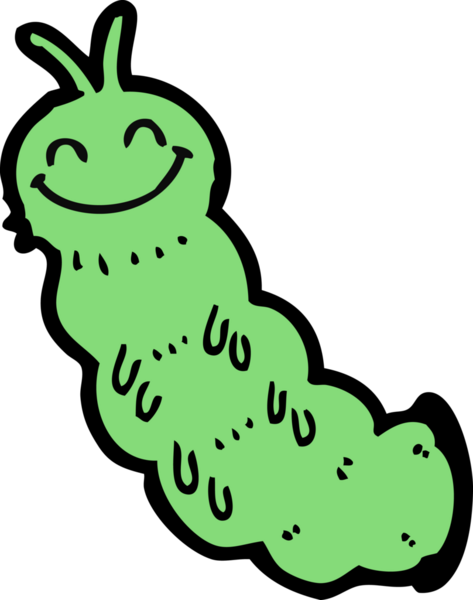 Bir insan tarafından çizilmiş karikatür tırtılı.