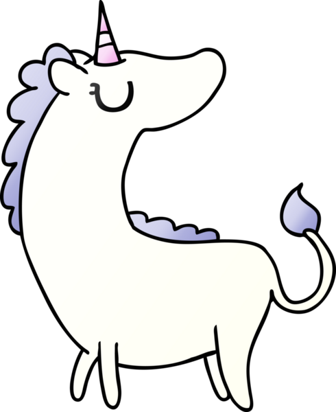 Bir insan tarafından çizilmiş tatlı kawaii unicorn gradyanı.