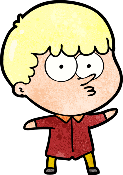 Bir insan tarafından çizilmiş meraklı bir çocuk.