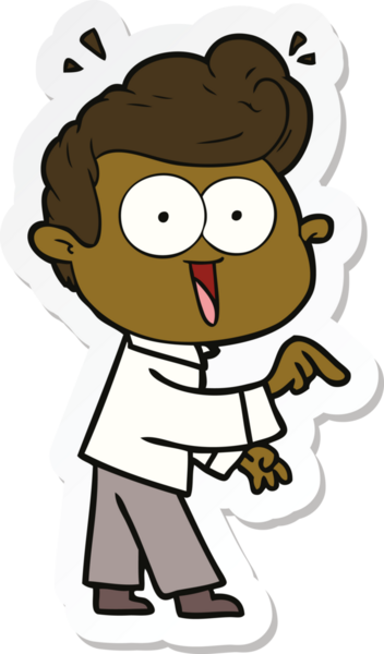 Bir insan tarafından çizilmiş heyecanlı bir adamın çıkartması.