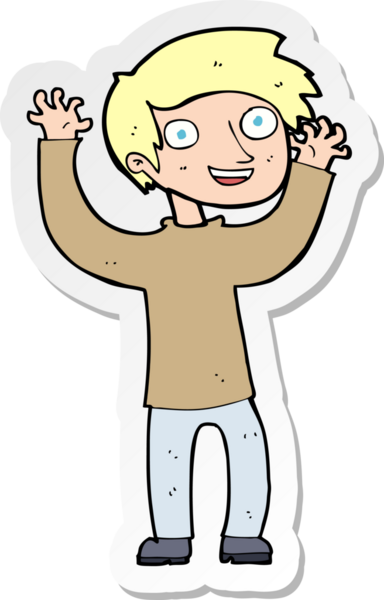 Bir insan tarafından çizilmiş mutlu bir adamın çıkartması.