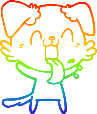 Gökkuşağı gradyan çizgi çizimi Bir insan tarafından çizilmiş nefes nefese bir köpek