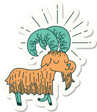 Bir insan tarafından çizilmiş mutlu keçi dövmesi stili.