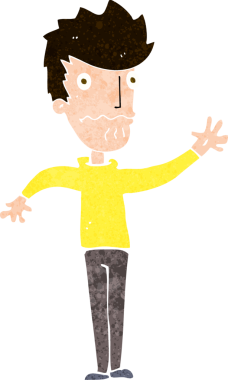 Çizgi film endişeli bir adam bir insan tarafından çizilmiş