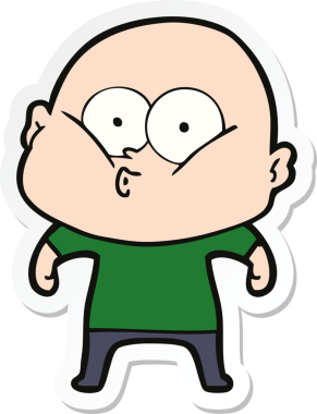 Bir insan tarafından çizilmiş kel bir adamın çıkartması.