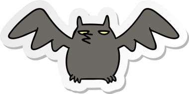 Bir insan tarafından çizilmiş bir yarasanın el çizimi karikatür karikatürü.