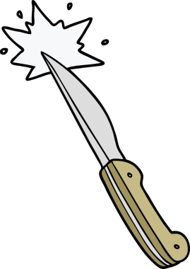 Bir insan tarafından çizilmiş keskin bir mutfak bıçağı.