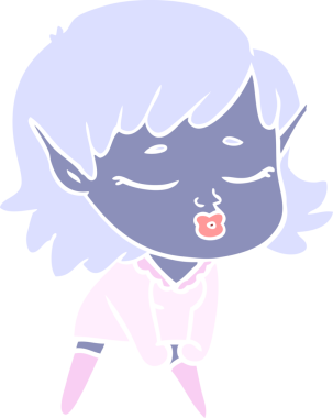 Bir insan tarafından çizilmiş düz renkli bir elf kızı.