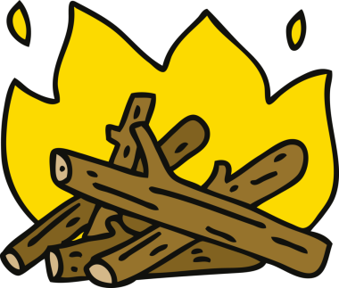 Bir insan tarafından çizilmiş garip bir kamp ateşi.