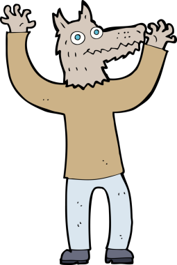 Bir insan tarafından çizilmiş bir kurt adam.