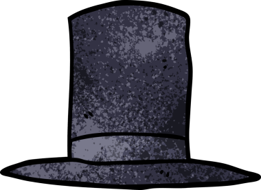 Bir insan tarafından çizilmiş karikatür silindir şapka.