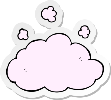 Bir insan tarafından çizilmiş yumuşak pembe bulutun çıkartması.