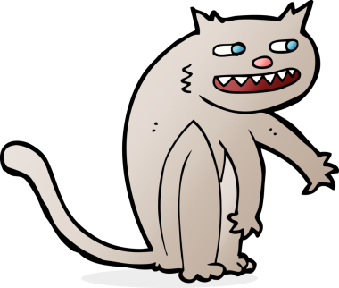 Bir insan tarafından çizilmiş mutlu bir kedi.