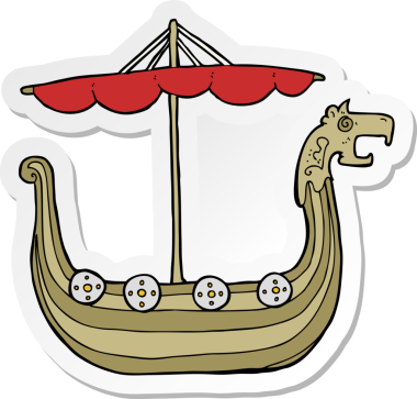 Bir insan tarafından çizilmiş viking gemisinin çıkartması.