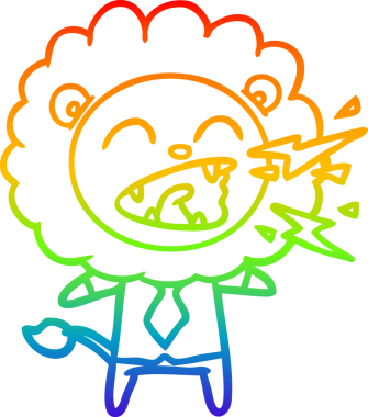 Bir insan tarafından çizilmiş kükreyen aslan işadamının çizdiği gökkuşağı gradyanı çizimi.