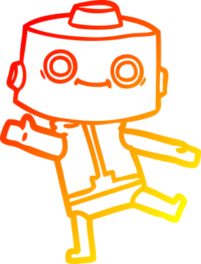 Bir insan tarafından çizilen çizgi film robotunun sıcak çizgi çizimi