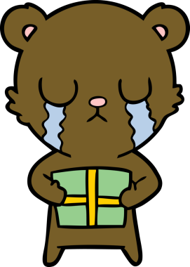 Bir insan tarafından çizilmiş ağlayan çizgi film ayısı.