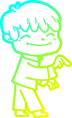 Bir çizgi film karakteri çizen soğuk çizgi bir insan tarafından çizilmiş mutlu çocuk.