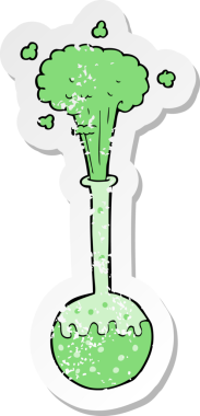 Bir insan tarafından çizilen karikatür bilim deneyinin gerilimli retro yapıştırması