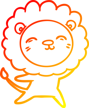 Bir insan tarafından çizilmiş karikatür aslanının sıcak çizgi çizimi