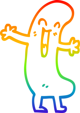 gökkuşağı gradyan çizimi bir insan tarafından çizilmiş mutlu sosis çizgi