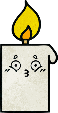 Bir insan tarafından çizilmiş yanan bir mumun retro grunge desen karikatürü