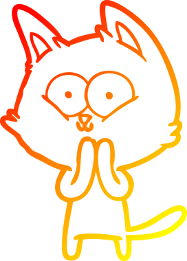 Bir insan tarafından çizilmiş çizgi film kedisinin sıcak çizgi çizimi