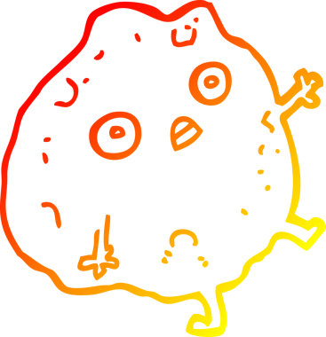 Bir insan tarafından çizilen karikatür kayasının sıcak gradyan çizimi