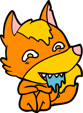 Bir insan tarafından çizilmiş tilki çizgi film karakteri