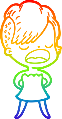 Gökkuşağı gradyan çizgi çizimi bir insan tarafından çizilen havalı hippi kız çizimi