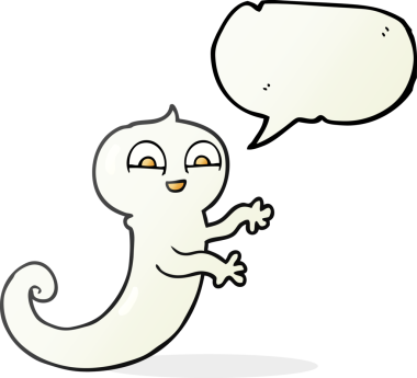 Bir insan tarafından çizilmiş serbest konuşma balonu çizgi film hayaleti.