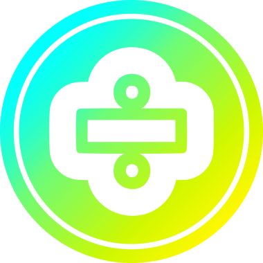 Bir insan tarafından çizilmiş havalı gradyan bitiş ile bölme işareti dairesel simgesi