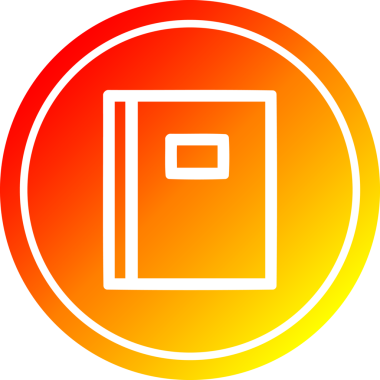 Bir insan tarafından çizilen sıcak gradyan bitiş çizgili kitap dairesel simgesine dikkat et