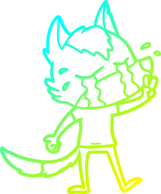 Bir insan tarafından çizilmiş ağlayan kurdun soğuk çizgi çizimi.