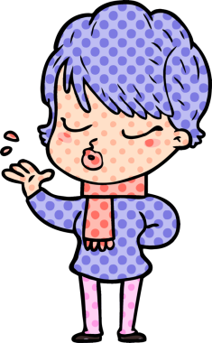 Bir insan tarafından çizilmiş gözleri kapalı çizgi film kadını.