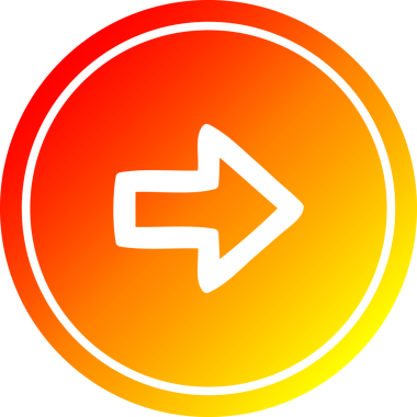 Bir insan tarafından çizilmiş sıcak eğimli ok dairesel simgesi