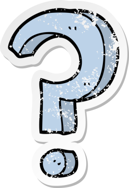 Bir insan tarafından çizilmiş bir karikatür soru işaretinin sıkıntılı çıkartması